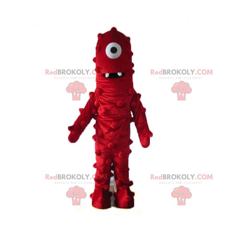 Czerwony potwór maskotka, czerwony kostium kosmity -
