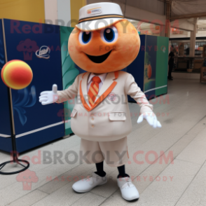 Peach Petanque Ball mascot costume character dressed with a Suit Jacket and Anklets
