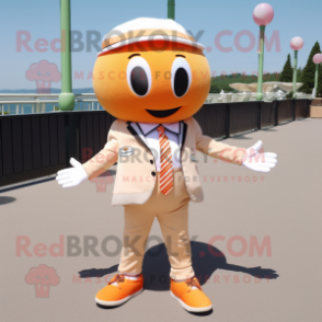 Peach Petanque Ball mascot costume character dressed with a Suit Jacket and Anklets