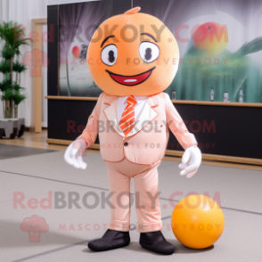 Peach Petanque Ball mascot costume character dressed with a Suit Jacket and Anklets