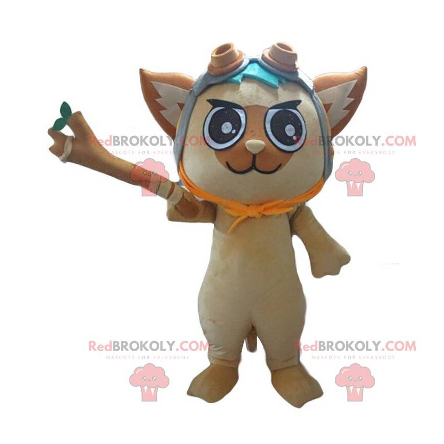Mascotte gatto con casco da pilota e un ramo - Redbrokoly.com Mascotte gatto con casco da pilota e un ramo - Redbrokoly.com