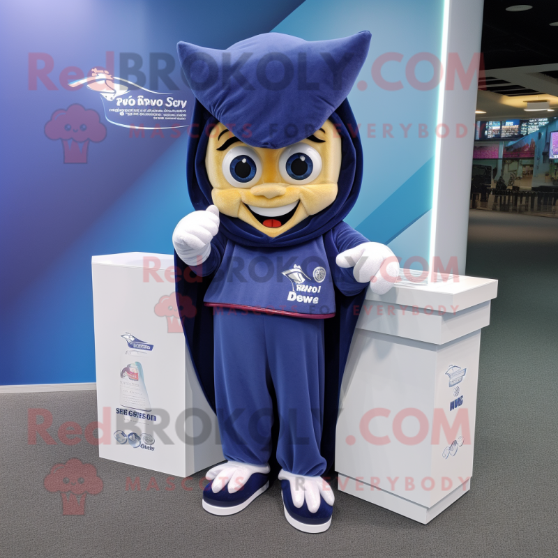 Navy Tooth Fairy mascot costume character dressed with a Hoodie and Scarf clips Navy Tooth Fairy mascot costume character dressed with a Hoodie and Scarf clips