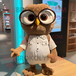 Tan Owl maskot kostym...