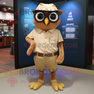 Tan Owl maskot kostume...