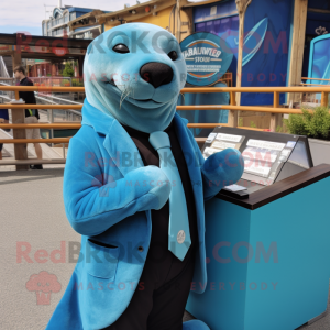 Cyan Sea Lion maskot...