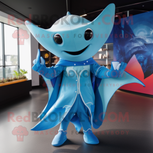 Sky Blue Manta Ray mascotte...