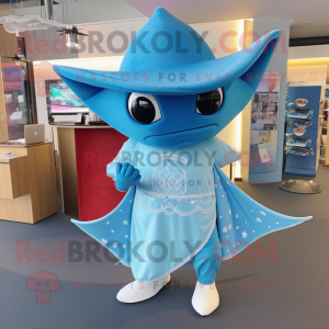 Sky Blue Manta Ray mascotte...