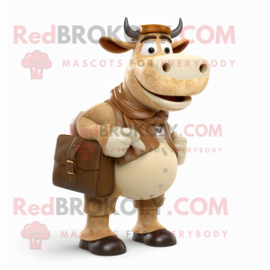 Tan Cow maskot drakt figur...