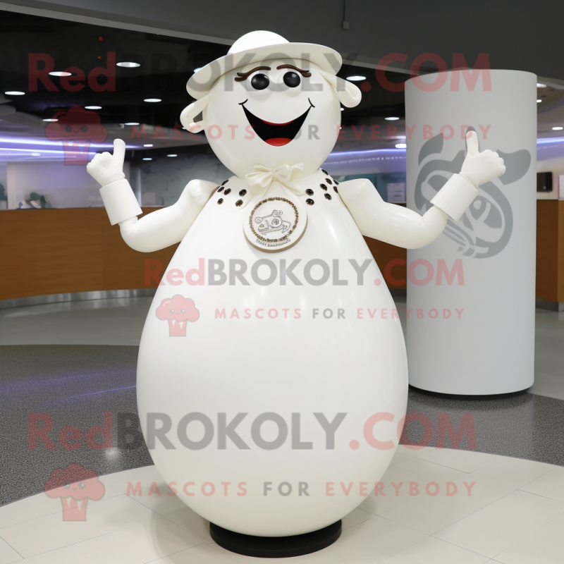 White Bottle Of Milk mascot costume character dressed with a Circle Skirt and Bracelets