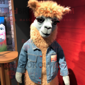 nan Alpaca mascot costume character dressed with a Denim Shorts and Tie pins