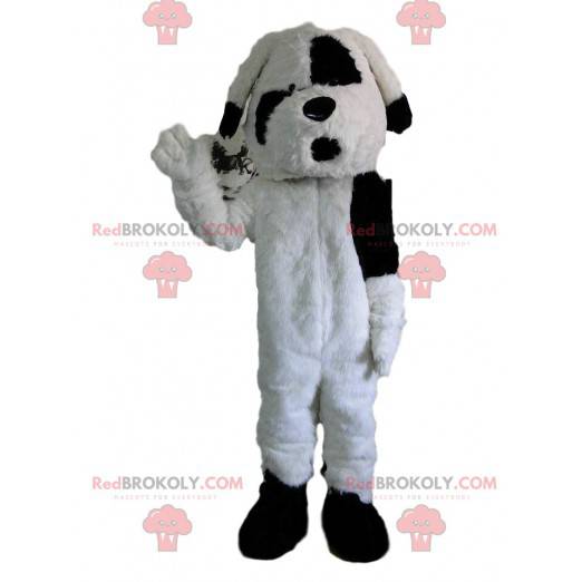 Mascotte cane bianco e nero, costume da cagnolino -