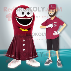 Maroon Wrist Watch mascot costume character dressed with a One-Piece Swimsuit and Scarf clips