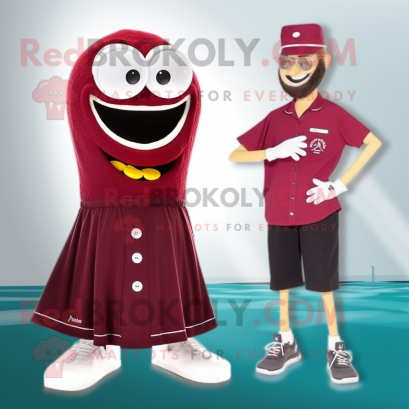 Maroon Wrist Watch mascot costume character dressed with a One-Piece Swimsuit and Scarf clips Maroon Wrist Watch mascot costume character dressed with a One-Piece Swimsuit and Scarf clips
