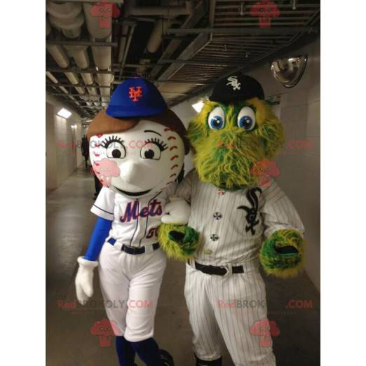 2 mascotes: uma bola de beisebol e um crocodilo - Redbrokoly.com