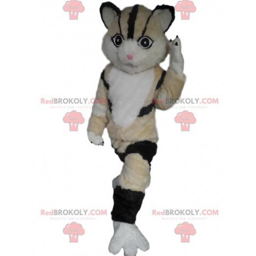 Tricolor cat mascot, beige, white and black cat costume -