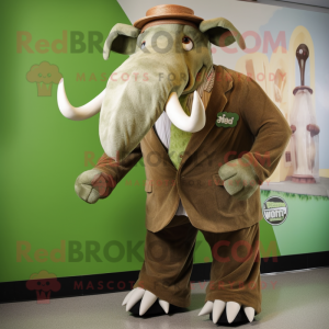 Olive Mammoth mascot costume character dressed with a Dress Shirt and Ties
