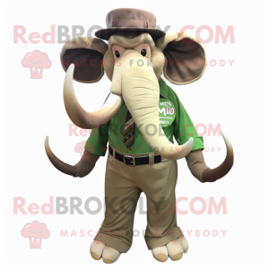 Olive Mammoth mascot costume character dressed with a Dress Shirt and Ties