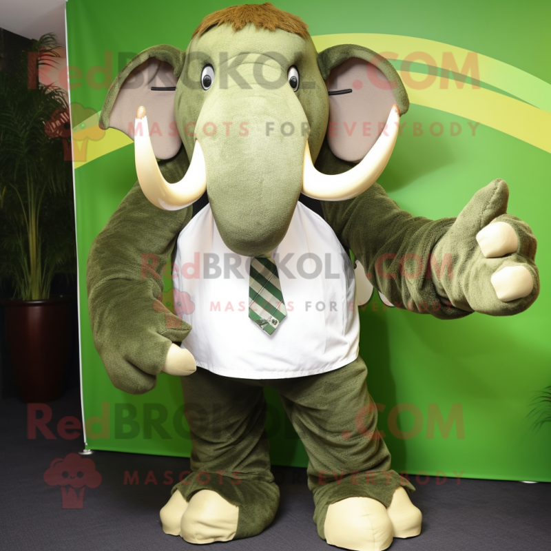 Olive Mammoth mascot costume character dressed with a Dress Shirt and Ties Olive Mammoth mascot costume character dressed with a Dress Shirt and Ties