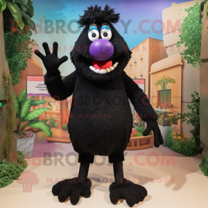 Black Moussaka mascot costume character dressed with a Bermuda Shorts and Earrings
