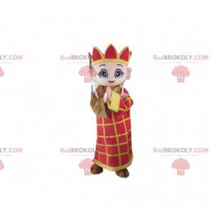 Mascot gele en rode monnik, koningskostuum - Redbrokoly.com