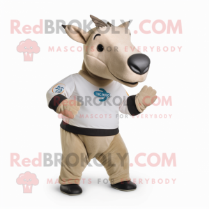 Tan Tapir mascot costume character dressed with a Polo Tee and Wraps
