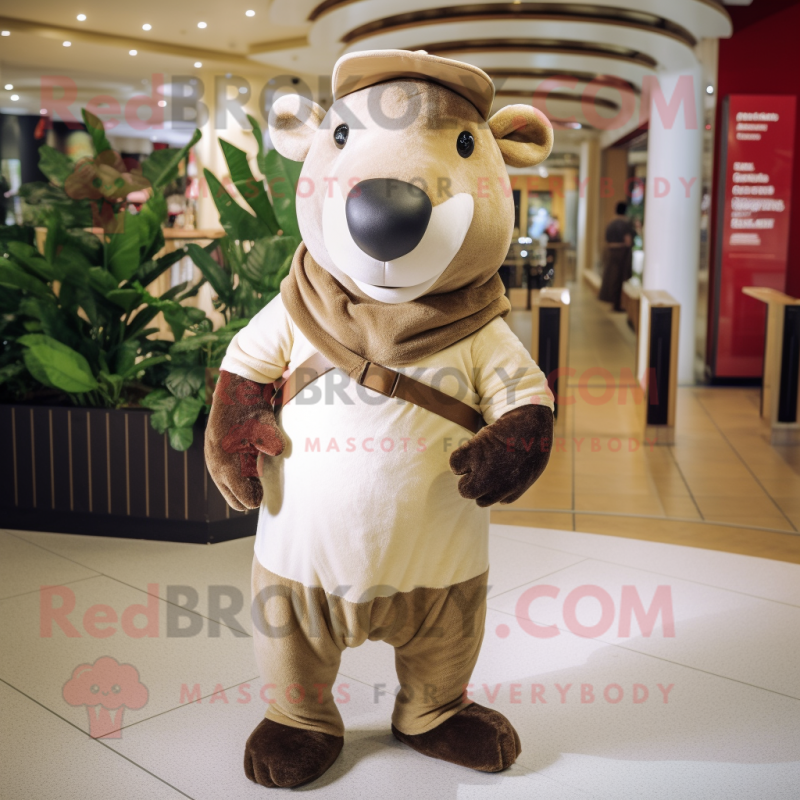 Tan Tapir mascot costume character dressed with a Polo Tee and Wraps Tan Tapir mascot costume character dressed with a Polo Tee and Wraps