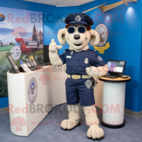 Navy Shepard'S Pie mascot costume character dressed with a Capri Pants and Bracelet watches