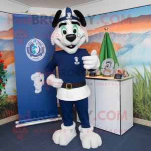 Navy Shepard'S Pie mascot costume character dressed with a Capri Pants and Bracelet watches