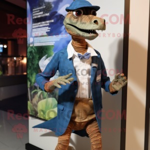 nan Coelophysis mascot costume character dressed with a Cover-up and Pocket squares