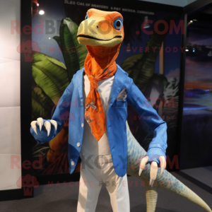 nan Coelophysis mascot costume character dressed with a Cover-up and Pocket squares