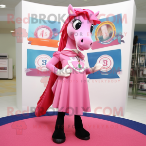 Rosa hestesko maskot drakt...