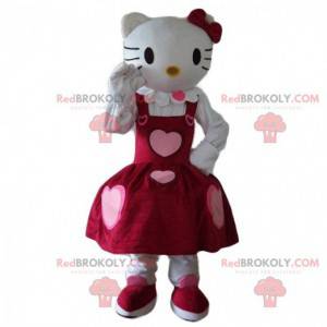 Hello Kitty maskot kledd i en vakker kjole med hjerter -