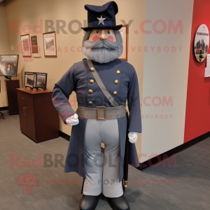 Gray Civil War Soldier mascot costume character dressed with a Leggings and Shawl pins