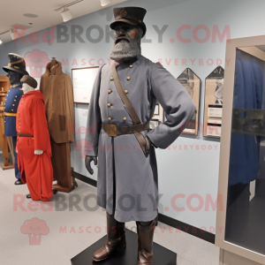 Gray Civil War Soldier mascot costume character dressed with a Leggings and Shawl pins