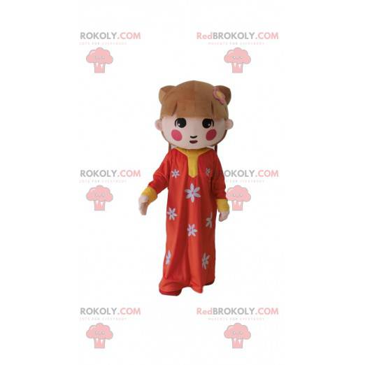 Asian girl mascot, traditional girl costume - Redbrokoly.com