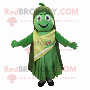 nan Zucchini mascot costume character dressed with a A-Line Dress and Scarf clips