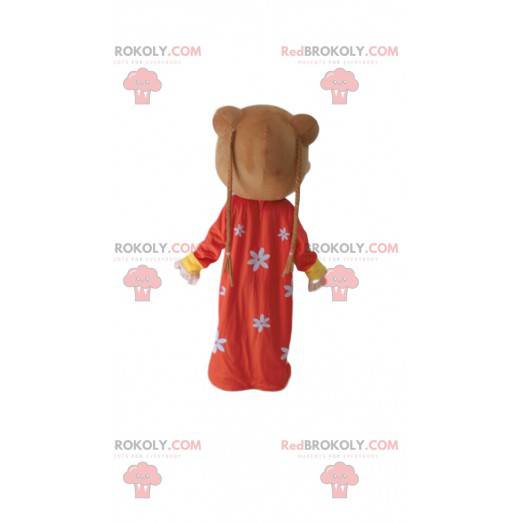 Mascota de niña asiática, traje de niña tradicional -