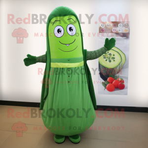 nan Zucchini mascot costume character dressed with a A-Line Dress and Scarf clips