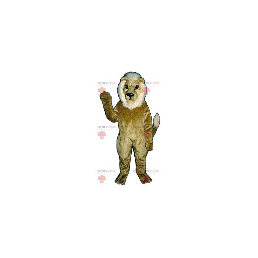 Mascota del león marrón y blanco - Redbrokoly.com