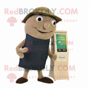 Beige Kiwi mascot costume character dressed with a Dress Pants and Wallets