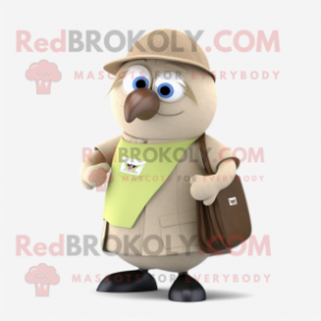 Beige Kiwi mascot costume character dressed with a Dress Pants and Wallets