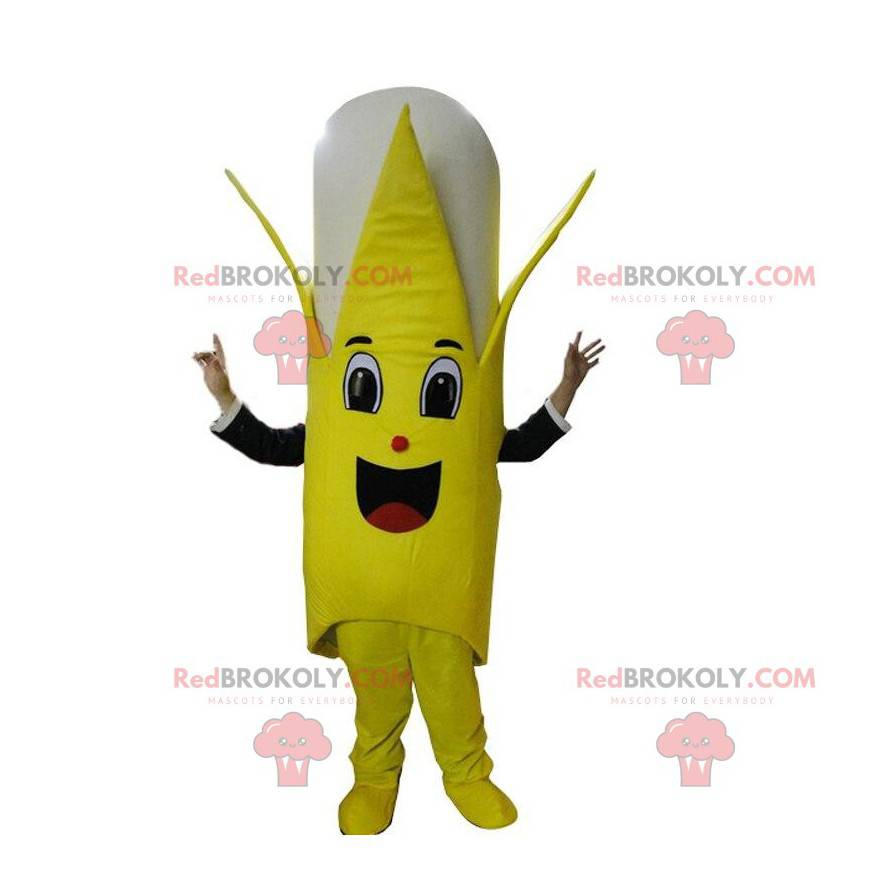 Mascot giant yellow and white banana, fruit costume -