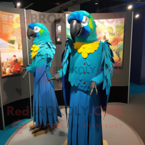 Turkis Macaw maskot drakt...