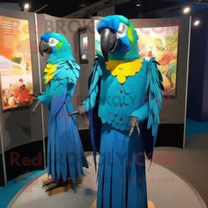 Silver Macaw mascot costume character dressed with a Jeggings and