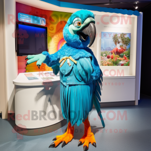 Turkis Macaw maskot drakt...