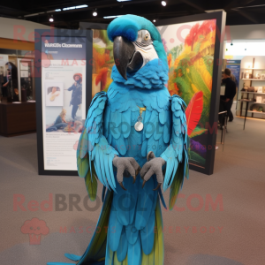 Turkis Macaw maskot drakt...