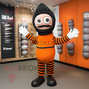 Rust Mime mascot costume character dressed with a Long Sleeve Tee and Beanies