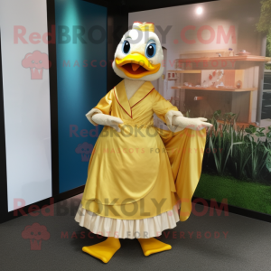 Gold Duck maskot kostume...