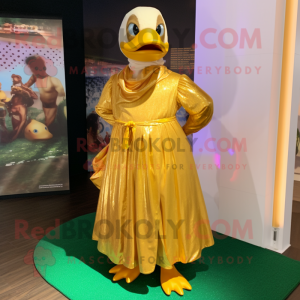Gold Duck maskot kostume...