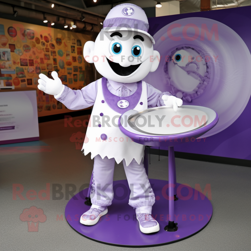 Lavender Plate Spinner mascot costume character dressed with a Trousers and Hairpins Lavender Plate Spinner mascot costume character dressed with a Trousers and Hairpins